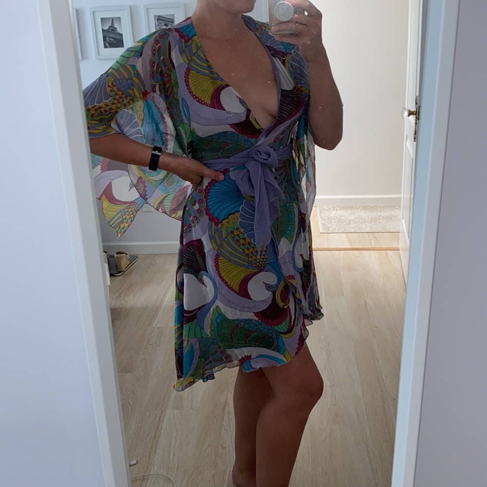 Black halo silk wrap dress